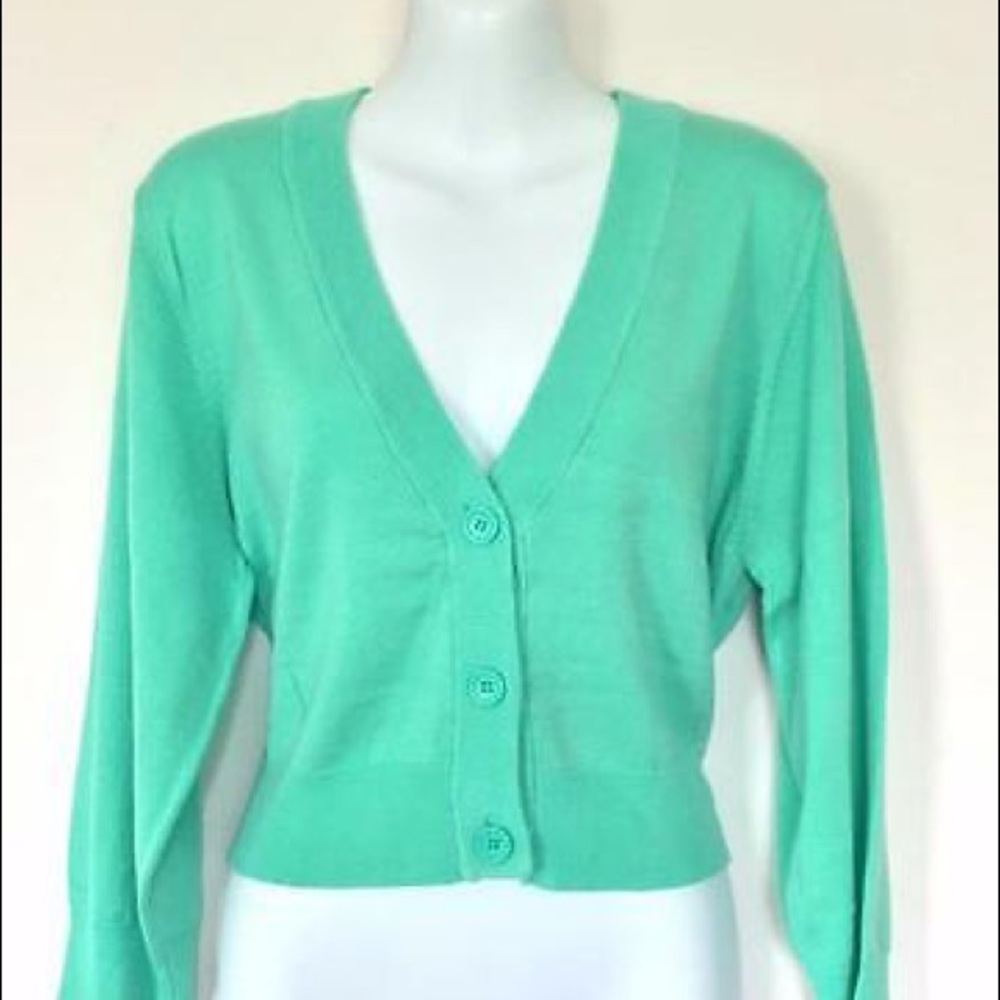 MAK cropped cardigan long sleeve 1X mint green